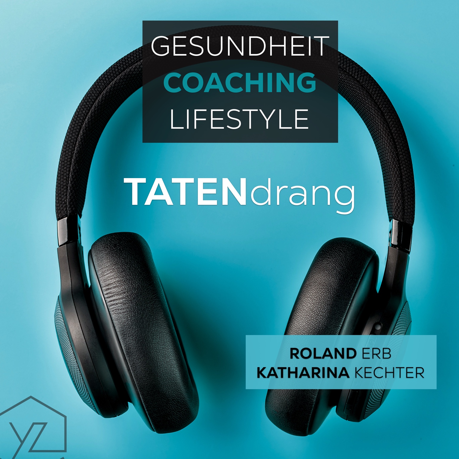 Tatendrang-Cover mit Kopfhörer: Roland Erb und Katharina Kechter